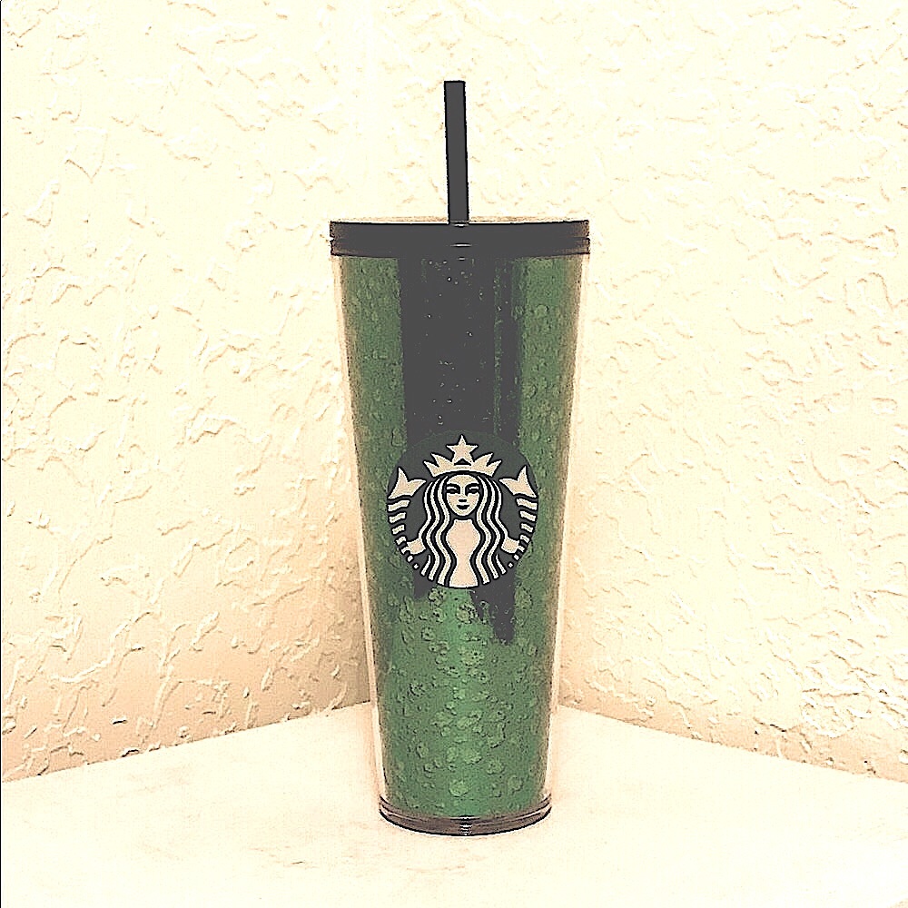 Starbucks 2019 Sparkly Dark Green Christmas 24 oz Cold Cup